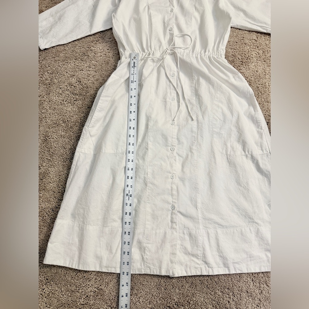 GAP MIDI Dress Women size Small White Long Sleeve Button Aline Drawstring Dress - Picture 3 of 12